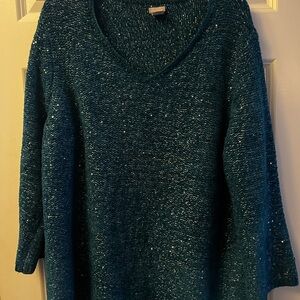 Chico's Deep Teal V-Neck Sweater